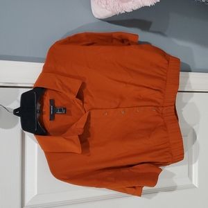 Dark orange crop top button up